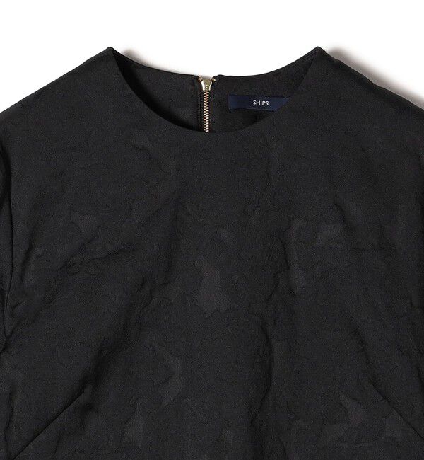 SHIPS for women「〈手洗い可能〉フラワー ジャカード フレア ワンピース」|ワンピース|