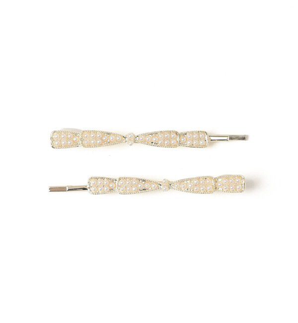 SHIPS KIDS「SHIPS KIDS:リボン パール モチーフ ヘアピン セット」|その他|ライトホワイト