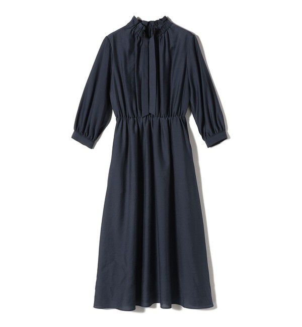 SHIPS for women「〈手洗い可能〉ネック ギャザー 7分袖 ボウタイ ワンピース」|ワンピース|