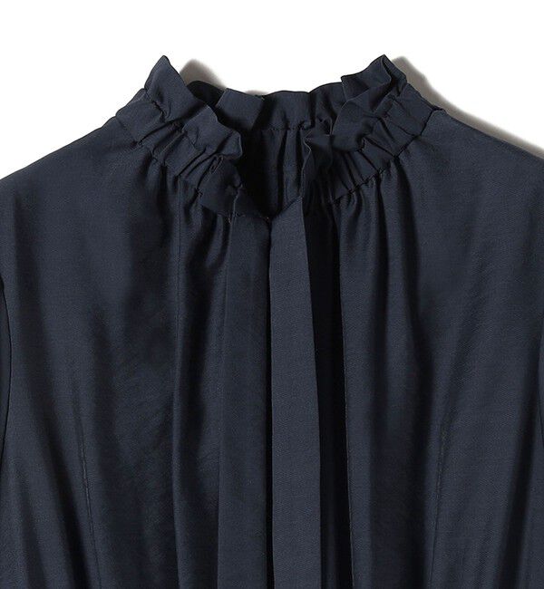 SHIPS for women「〈手洗い可能〉ネック ギャザー 7分袖 ボウタイ ワンピース」|ワンピース|