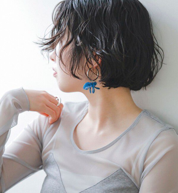 quaranciel「《追加予約》quaranciel: カラー フラワー フープ ピアス」|ピアス|ブルー