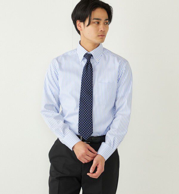 SHIPS Colors 「SHIPS Colors:イージーケア オルタネイト ストライプ ボタンダウン シャツ」|シャツ・ブラウス|ライトブルー