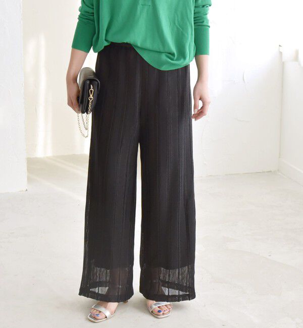 quaranciel「quaranciel:〈手洗い可能〉ラッセル レース イージー ワイド パンツ」|その他|