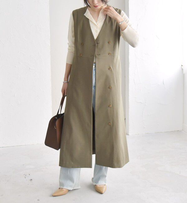 quaranciel「quaranciel: Vカラー ロング ジレ ワンピース」|ワンピース|