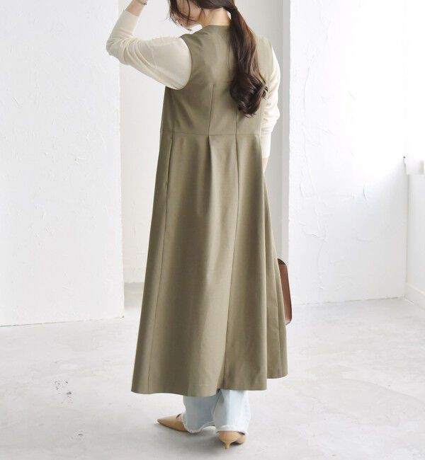 quaranciel「quaranciel: Vカラー ロング ジレ ワンピース」|ワンピース|