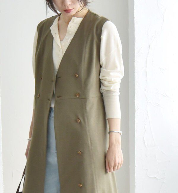 quaranciel「quaranciel: Vカラー ロング ジレ ワンピース」|ワンピース|