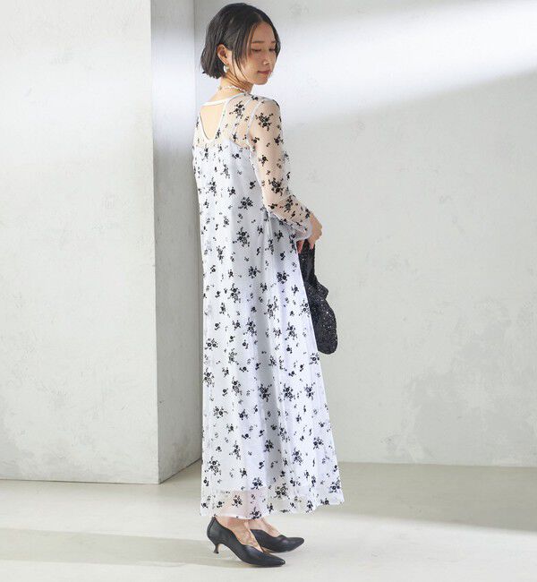 SHIPS for women「kaene:フロッキー レース &times; サテン 2WAY ワンピース（セレモニー対応可）」|ドレス|