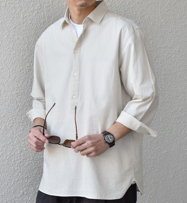 SHIPS any「SHIPS any:〈洗濯機可能〉コットン/リネン 7分袖  スキッパー プルオーバー シャツ 25SS◇」|シャツ・ブラウス|ナチュラル