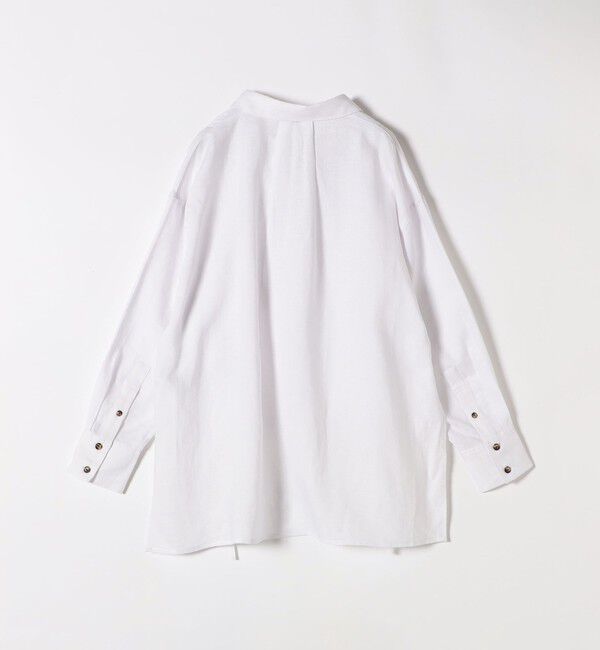 quaranciel「quaranciel:〈洗濯機可能〉リネン ミックス フロントギャザー スキッパー シャツ」|シャツ・ブラウス|