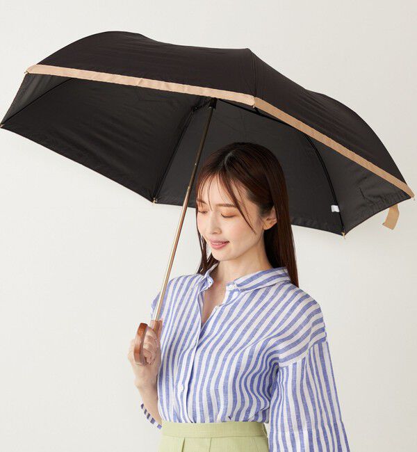 SHIPS Colors 「《追加予約》assa:BODYWRAP グログラン 折りたたみ傘 (晴雨兼用・親骨55cm)◆」|傘|ブラック