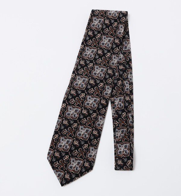 SHIPS「【SHIPS別注】Stefano Cau: バティック メダリオン プリント ネクタイ」|ネクタイ・蝶ネクタイ|ブラック