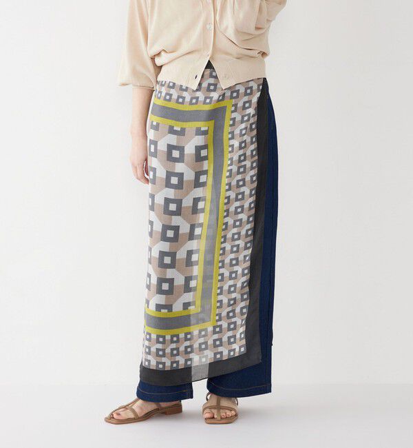 SHIPS Colors 「SUBLIME:パターン ビッグ スカーフ」|バンダナ・スカーフ|グレー