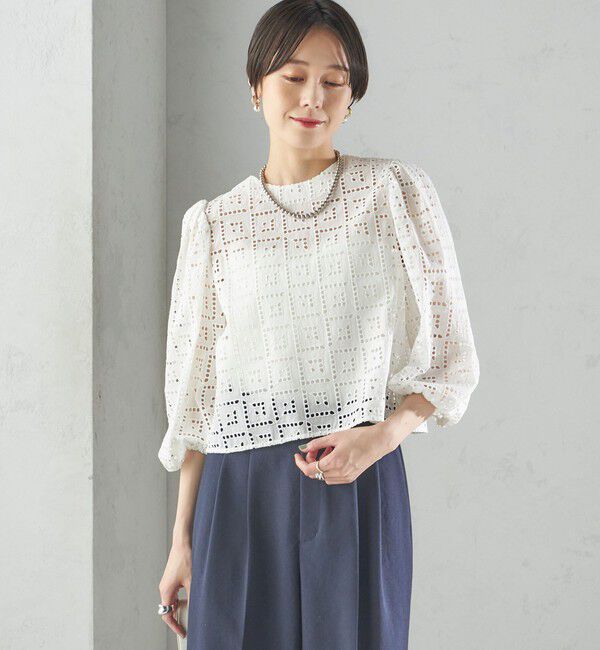 SHIPS for women「〈手洗い可能〉Broche スクエア レース 2WAY ブラウス」|シャツ・ブラウス|