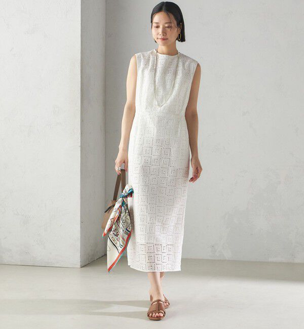 SHIPS for women「〈手洗い可能〉Broche スクエア レース Iライン ワンピース」|ワンピース|