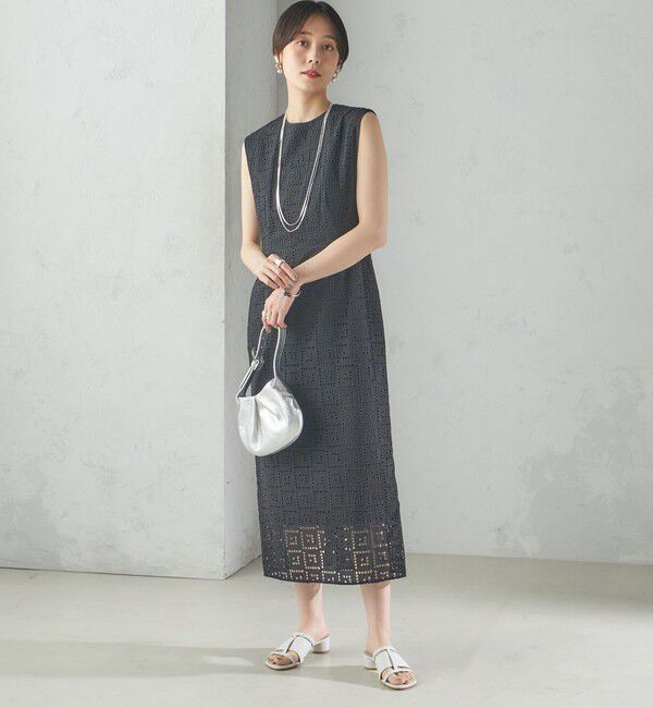 SHIPS for women「〈手洗い可能〉Broche スクエア レース Iライン ワンピース」|ワンピース|