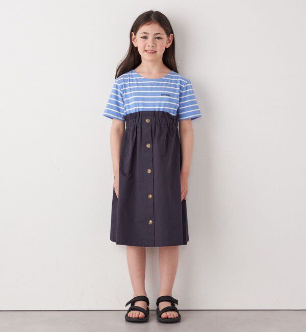 SHIPS any「SHIPS any: ロゴ 刺繍 ボーダー ドッキング ワンピース <KIDS>」|ワンピース|