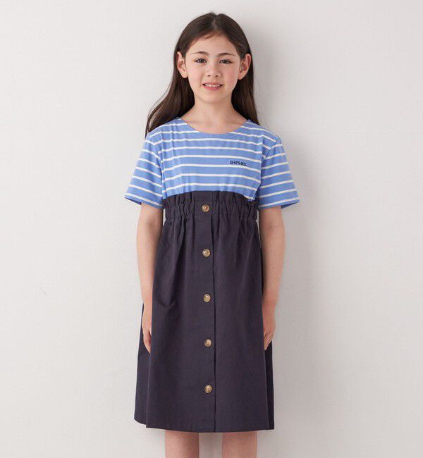 SHIPS any「SHIPS any: ロゴ 刺繍 ボーダー ドッキング ワンピース <KIDS>」|ワンピース|