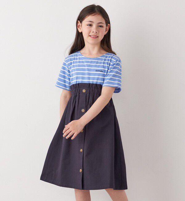 SHIPS any「SHIPS any: ロゴ 刺繍 ボーダー ドッキング ワンピース <KIDS>」|ワンピース|
