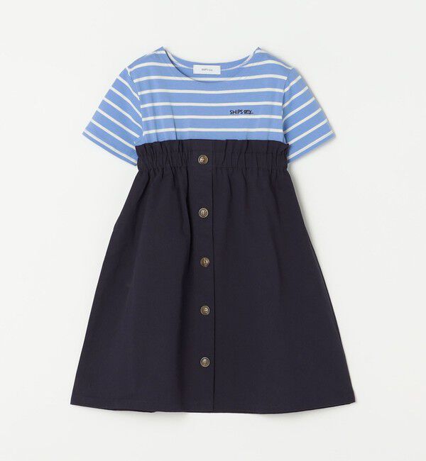 SHIPS any「SHIPS any: ロゴ 刺繍 ボーダー ドッキング ワンピース <KIDS>」|ワンピース|