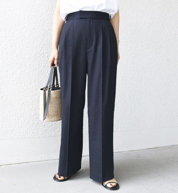 SHIPS for women「〈手洗い可能〉麻調 合繊 2タック ワイド パンツ 2」|その他|