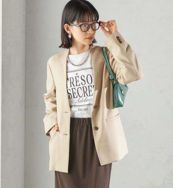 SHIPS for women「〈手洗い可能〉TUMUGITO(R) シャーク ツイード カラーレス ジャケット」|ノーカラージャケット|