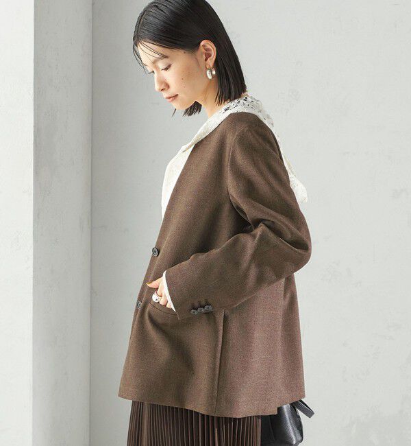 SHIPS for women「〈手洗い可能〉TUMUGITO(R) シャーク ツイード カラーレス ジャケット」|ノーカラージャケット|