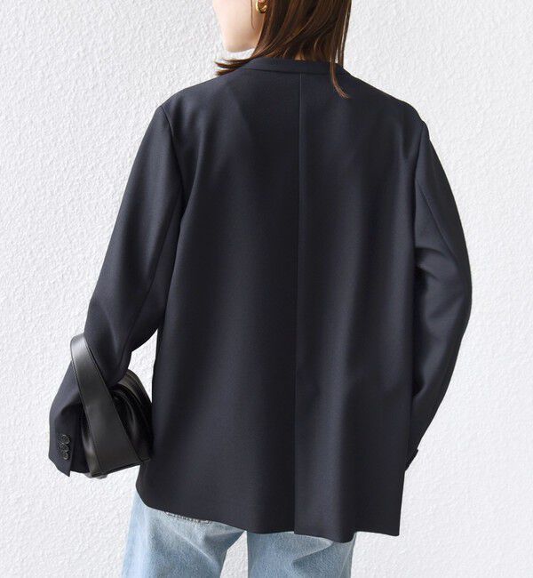 SHIPS for women「〈手洗い可能〉TUMUGITO(R) シャーク ツイード カラーレス ジャケット」|ノーカラージャケット|