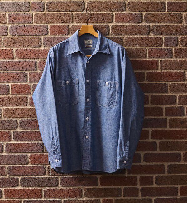 SHIPS「SHIPS: AUTHENTIC シャンブレー ワークシャツ」|シャツ・ブラウス|ライトブルー