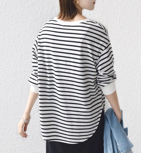 SHIPS for women「コットン 天竺 ラウンド ヘム 袖 リブ カットソー」|Tシャツ・カットソー|