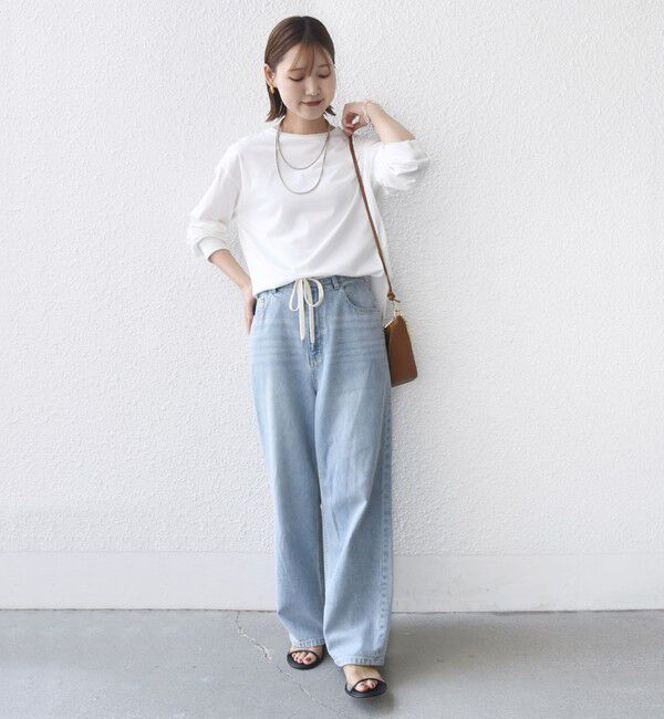 SHIPS for women「コットン 天竺 ラウンド ヘム 袖 リブ カットソー」|Tシャツ・カットソー|