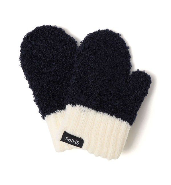 SHIPS KIDS「SHIPS KIDS:ベビーふわもこ ミトン 手袋」|手袋|ネイビー