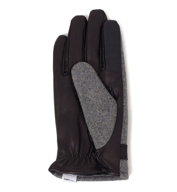 SHIPS any「SHIPS any:〈スマホ/タッチパネル対応〉ウール / レザー ベルト グローブ◇」|手袋|