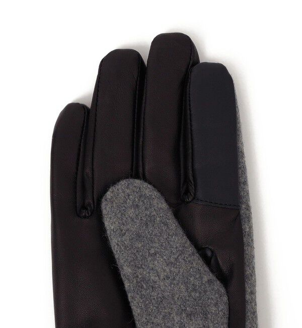 SHIPS any「SHIPS any:〈スマホ/タッチパネル対応〉ウール / レザー ベルト グローブ◇」|手袋|