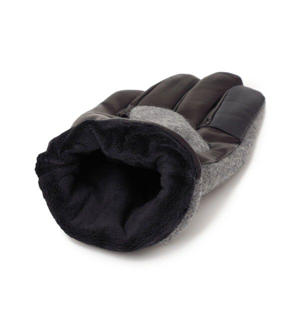 SHIPS any「SHIPS any:〈スマホ/タッチパネル対応〉ウール / レザー ベルト グローブ◇」|手袋|