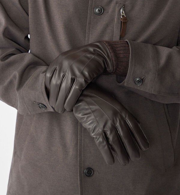 SHIPS「SHIPS:〈タッチパネル対応〉レザー リブ グローブ 」|手袋|