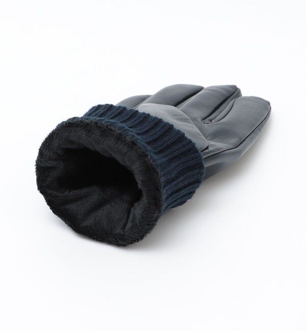 SHIPS「SHIPS:〈タッチパネル対応〉レザー リブ グローブ 」|手袋|