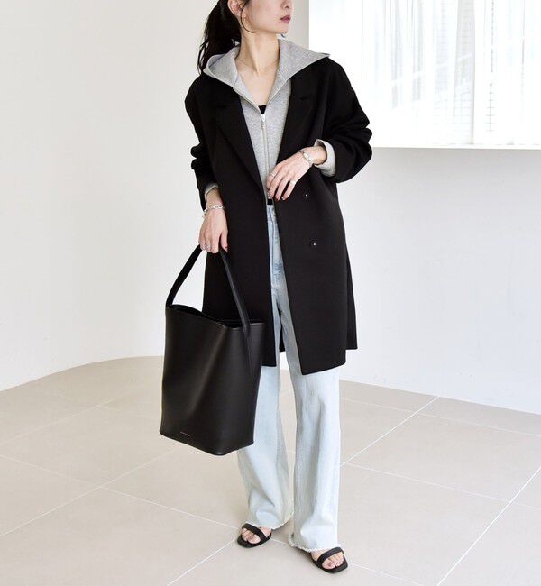 quaranciel「quaranciel:〈手洗い可能〉ジャージー テーラード ジャケット コート」|チェスターコート|