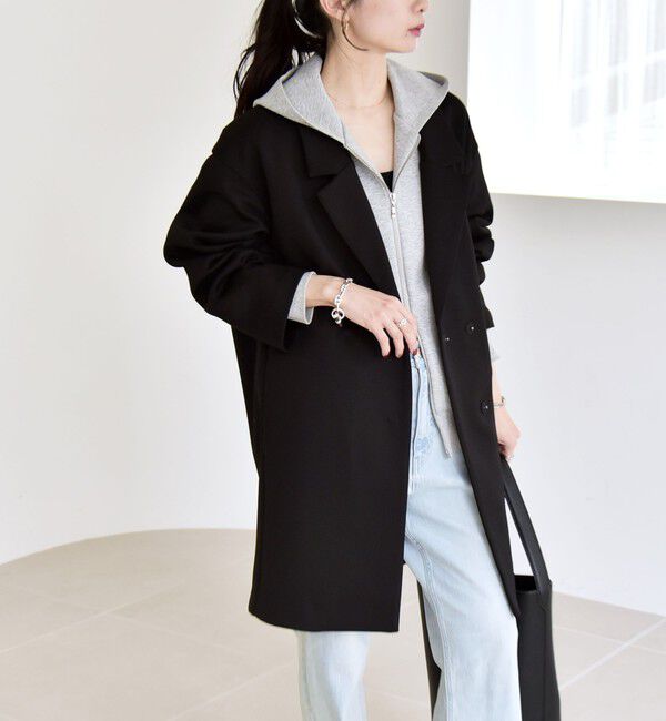 quaranciel「quaranciel:〈手洗い可能〉ジャージー テーラード ジャケット コート」|チェスターコート|