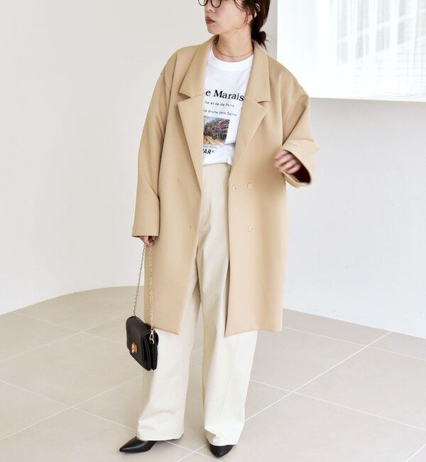 quaranciel「quaranciel:〈手洗い可能〉ジャージー テーラード ジャケット コート」|チェスターコート|