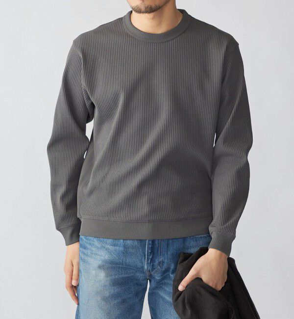 SHIPS「SHIPS:  〈軽量/UVカット〉SPEEDRY(R) ワッフル ロングスリーブ」|Tシャツ・カットソー|グレー