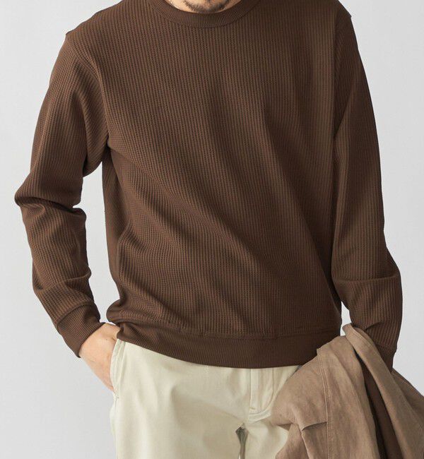 SHIPS「SHIPS:  〈軽量/UVカット〉SPEEDRY(R) ワッフル ロングスリーブ」|Tシャツ・カットソー|ブラウン