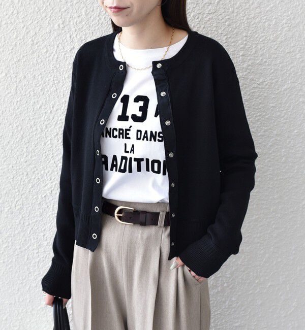 SHIPS Colors 「SHIPS Colors:〈手洗い可能〉スウェットライク リングドット カーディガン」|カーディガン|ブラック