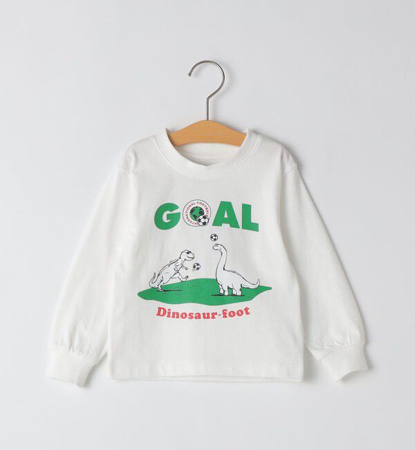 SHIPS KIDS「【SHIPS KIDS別注】ARCH＆LINE:80～90cm / 恐竜 長袖 Tシャツ」|Tシャツ・カットソー|ホワイト