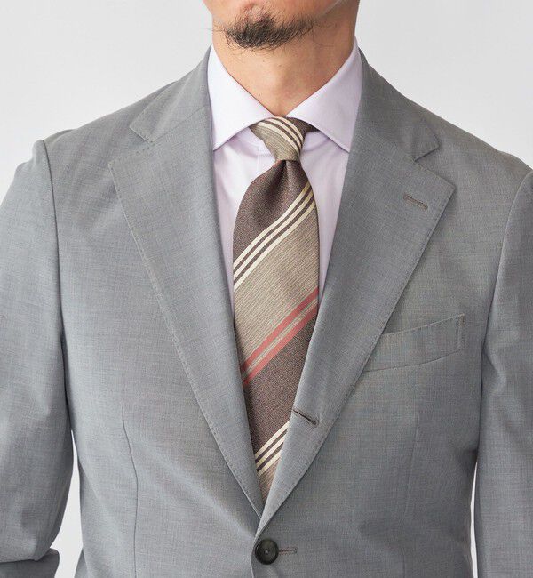 SHIPS「SHIPS: ヴィンテージ アーカイブ シルク メランジ ワイド ストライプ ネクタイ」|ネクタイ・蝶ネクタイ|カーキ