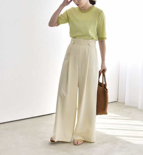 quaranciel「《予約》quaranciel:〈洗濯機可能〉ゴールドボタン ハイウエスト ワイド パンツ」|その他|