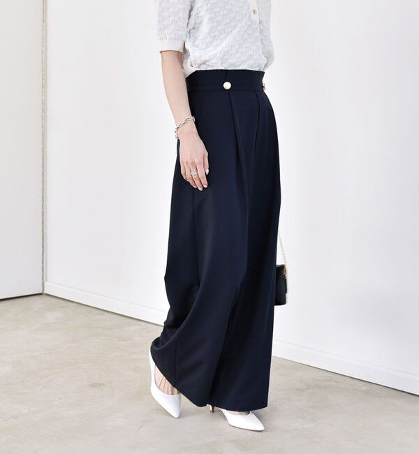 quaranciel「《予約》quaranciel:〈洗濯機可能〉ゴールドボタン ハイウエスト ワイド パンツ」|その他|