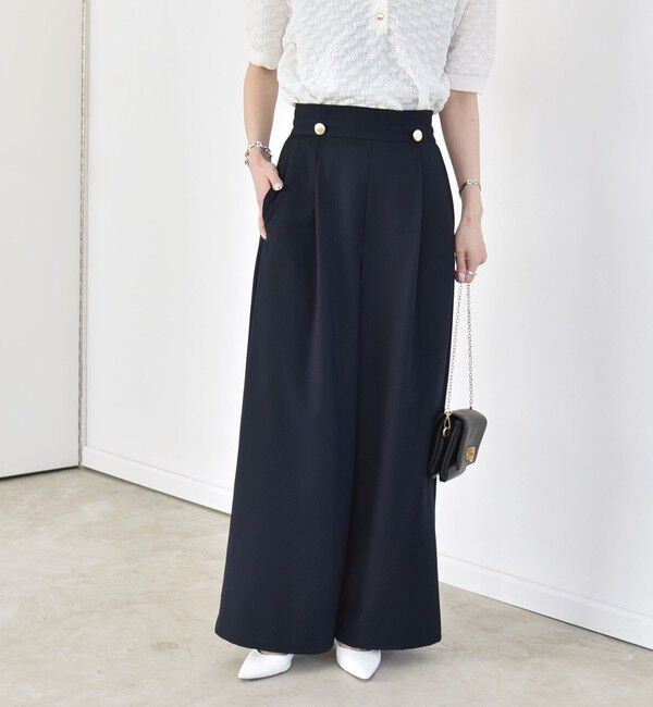 quaranciel「《予約》quaranciel:〈洗濯機可能〉ゴールドボタン ハイウエスト ワイド パンツ」|その他|