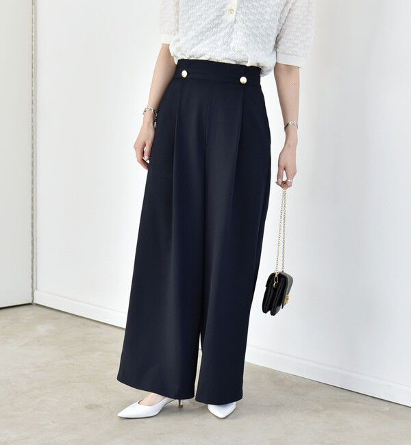 quaranciel「《予約》quaranciel:〈洗濯機可能〉ゴールドボタン ハイウエスト ワイド パンツ」|その他|