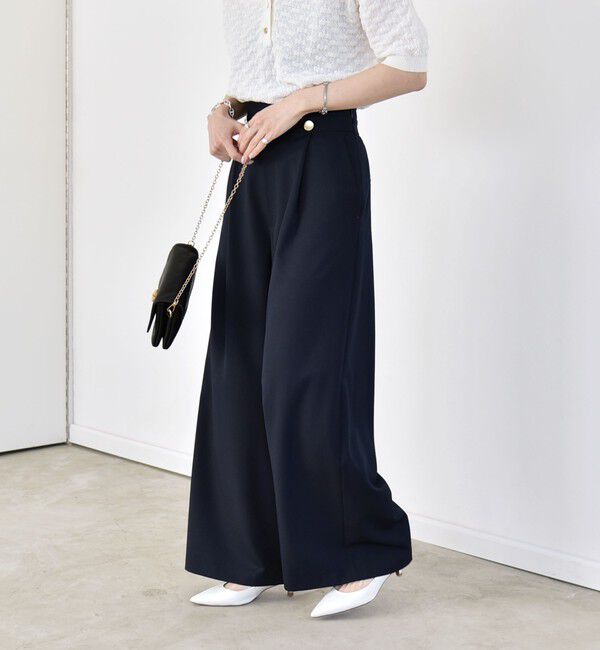 quaranciel「《予約》quaranciel:〈洗濯機可能〉ゴールドボタン ハイウエスト ワイド パンツ」|その他|