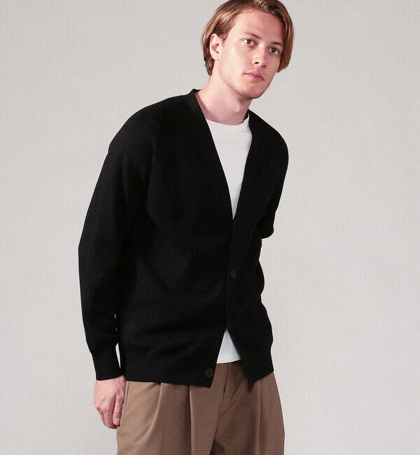 CABaN「CABaN コットンカシミヤ バイカラーVネックカーディガン」|カーディガン|